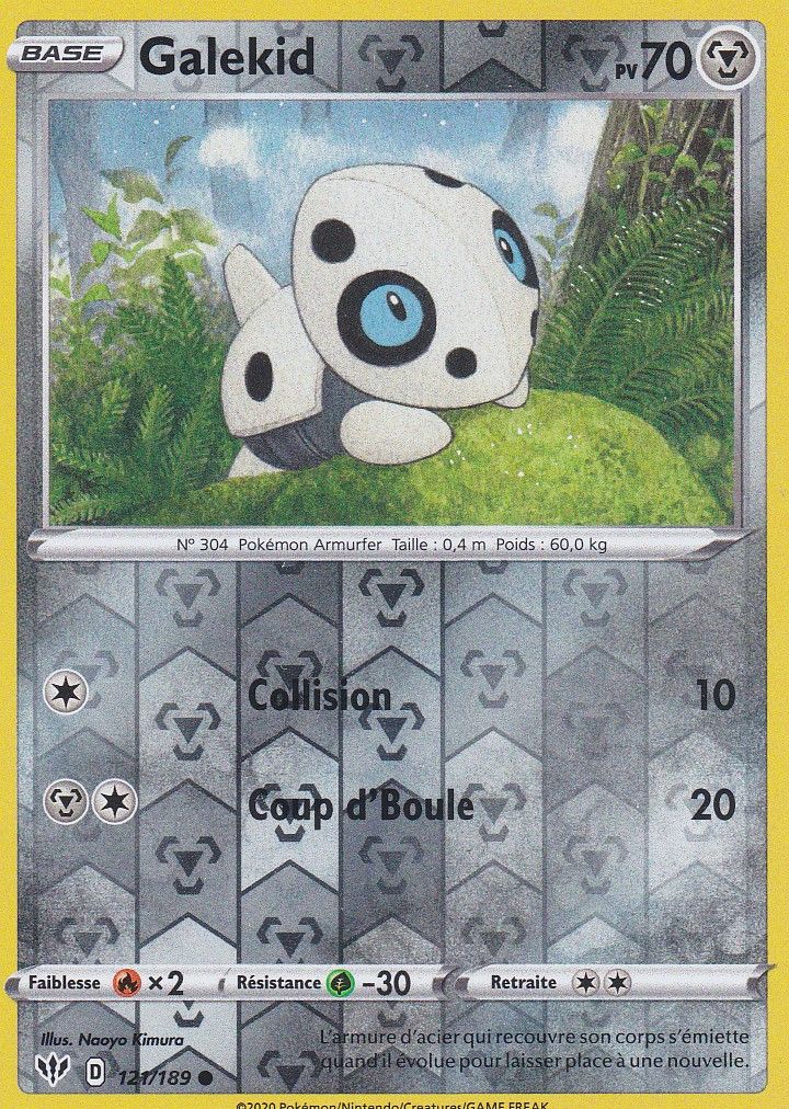 Carte Pokemon - Galekid - 121/189 - Reverse - Épée Et Bouclier 3 Ténèbres Embrasées