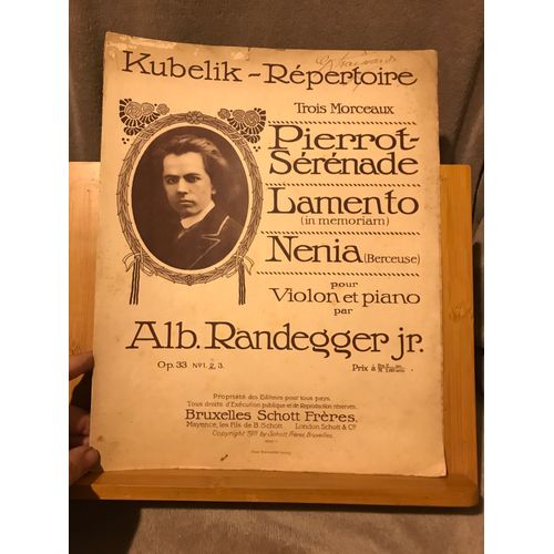 Alb. Randegger Jr Lamento In Memoriam Op. 33 N°2 Partition Violon Piano Schott