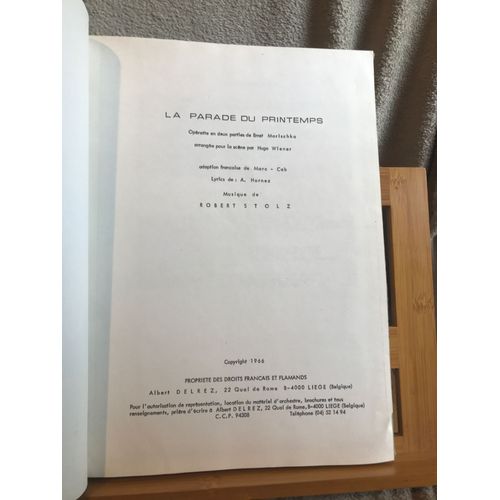 Robert Stolz La Parade Du Printemps Marc-Cab Éditions Albert Delrez 1966