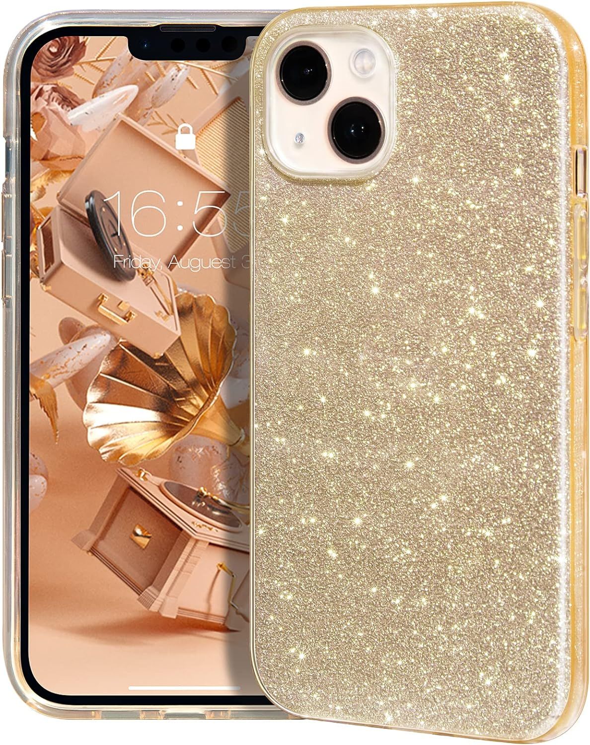 Coque Paillette Compatible Avec Iphone 13 Mini/Iphone 12 Mini Coque Housse De Protection Glitter Brillant Scintillante Rigide En Antichoc Coque Pour Iphone 13 Mini 5,4''-Dor¿¿