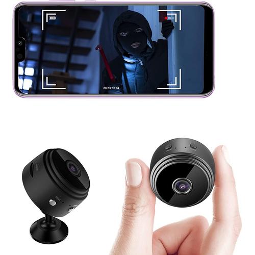 Mini Camera Espion sans Fil HD 1080P Spy Cam¿¿ra de Surveillance WiFi avec Vision Nocturne et Detecteur, Video S¿¿curit¿¿ B¿¿b¿¿ Hidden Interieur/Exterieur, (02)