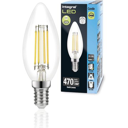 Led 4 Pack E14 Omni-Filament Blanc Froid 4000k, 470lm, 4.2w (Équivalent À 40w) Ampoule Bougie Dimmable - Efficace En Énergie Et Idéale Pour Les Lampes Et Les Lustres Dans Les Salons