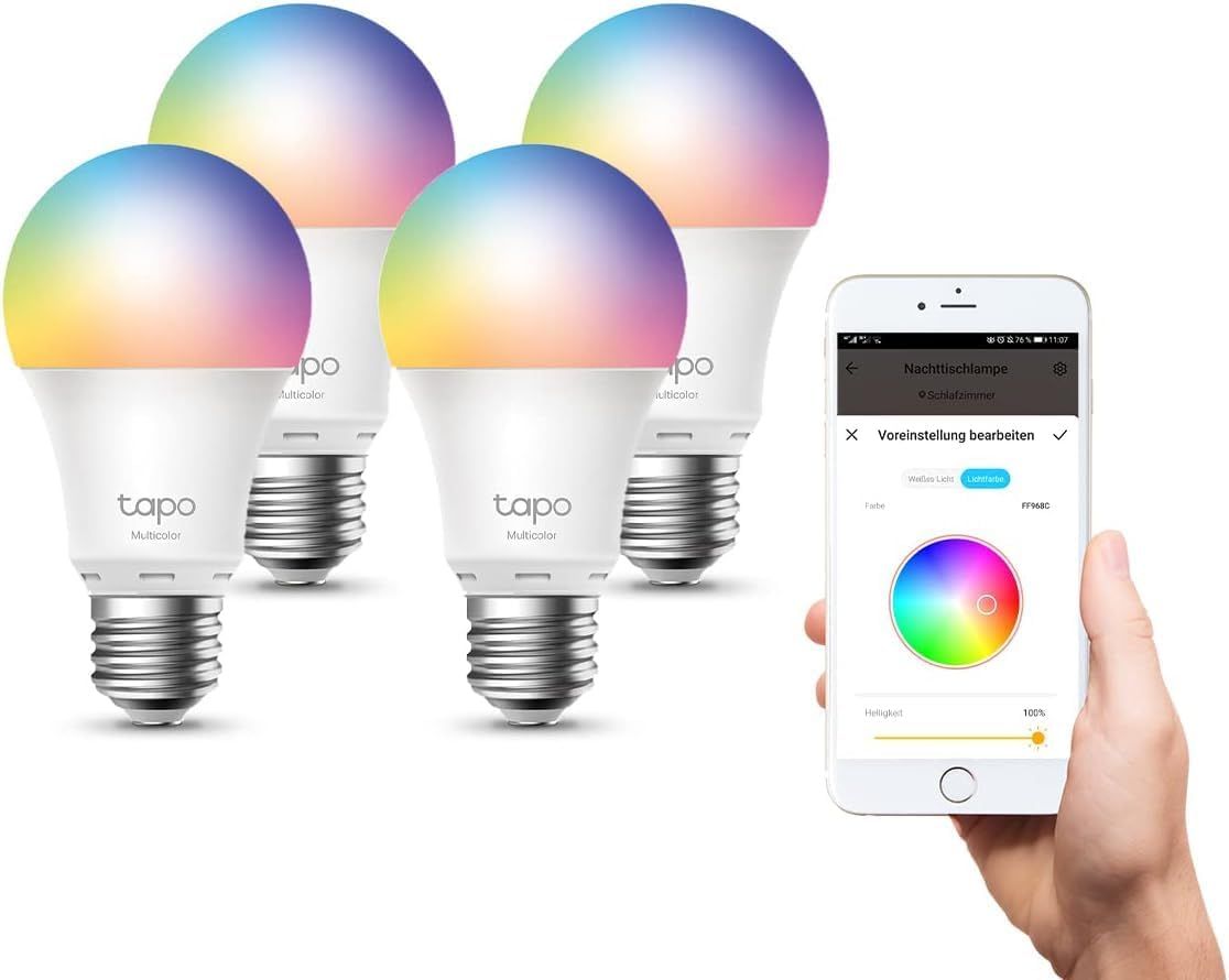 Ampoule Connectée Wifi, Ampoule Led E27 Multicolore 2500k-6500k, Dimmable 8.7 W 806lm, Compatible Avec Alexa Et Google Home, Commande Vocale, Economie D'énergie, L530e(4-Pack)