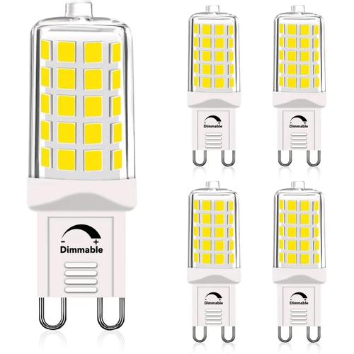 Ampoules Led G9, Ampoules Suspendues T4 Équivalentes De 40w, Lumière Du Jour 6000k 450 Lumens, Base G9 À Deux Broches Dimmable, Ampoules Led 230v 4w 360 Degrés Angle De Faisceau 5 Pack