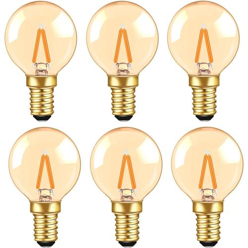 G40 Vintage Mini Ampoule E14 LED 1W, Ambre Edison Ampoule E14 de Remplacement 10W pour Lumières Décoratives, Blanc Chaud 2200K, Non Dimmable, Lot de 6
