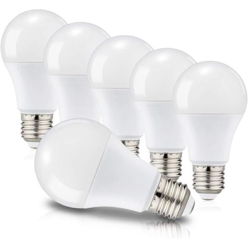 Lot De 6 Ampoules Led E27 A60 Equivalent À Incandescence 60w, Culot Edison À Vis, 6000k Blanc Froid, 820 Lm, 220-240v, Non-Dimmable