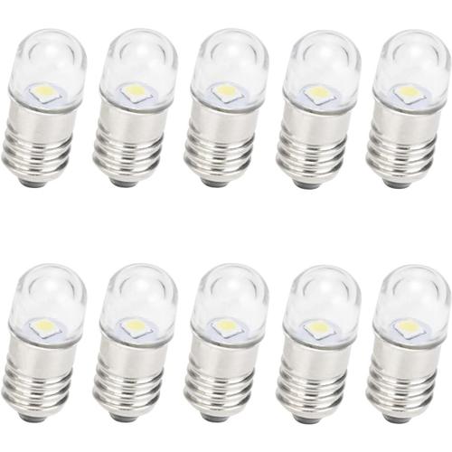 Ac/Dc E10 Ampoules, 10pcs 12v Blanc Chaud E10 Ampoules De Rechange Miniature Vis Lampes Led 65lm (12v, Blanc Chaud)