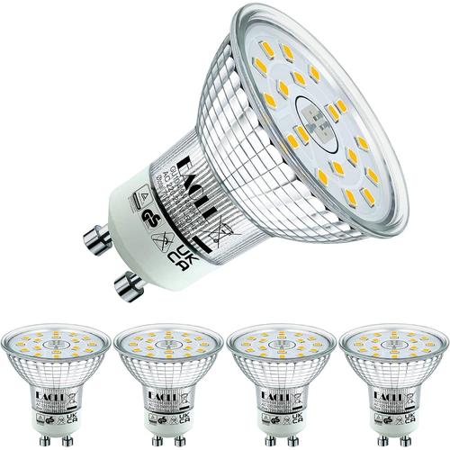 Ampoule Led Gu10 Blanc Neutre 4.9w Remplace Halogène 75w, Lot De 4, 585 Lumens 4000k Non Dimmable, Projecteur Sans Scintillement, Large Faisceau 120° Spot, Ac 230v Lampe À Réflecteur