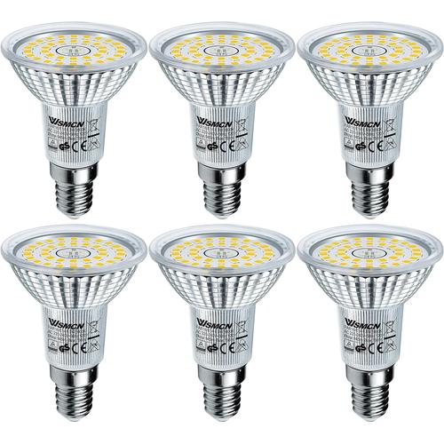 Ampoule Led E14 R50 Blanc Lumière Du Jour 5000 Kelvin 6,5 W Équivalent À 100w Lampe Halogène, Non Dimmable Lampe Led Spot 760 Lumens Angle De Faisceau 120°, Lot De 6