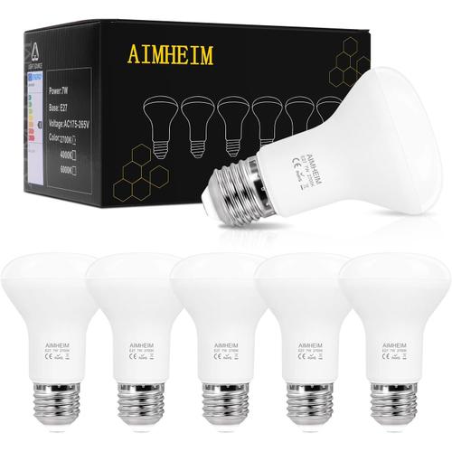 Led Ampoules Spot E27 R63 2700k, 7w Équivalent 60w, E27 Led Ampoules R63 Blanc Chaud, 820 Lm, 120 Angle, Ampoule Led Culot À Vis E27 Non Dimmable, Pas De Scintillement, Lot De 6