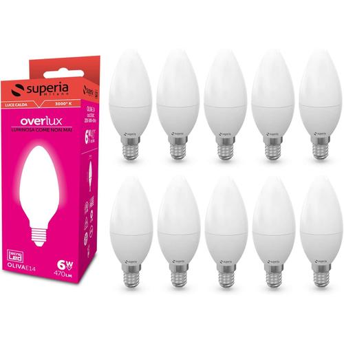 Ampoule Led Superia E14 En Forme De Bougie, 6w Équivaut À L`Ampoule Incandescente De 40w, Lumière Blanc Chaud 3000k, 470 Lumen, 220v-240v, Non Dimmable, Angle Lumière De 240°, 1 Paquet De 10 Pièces