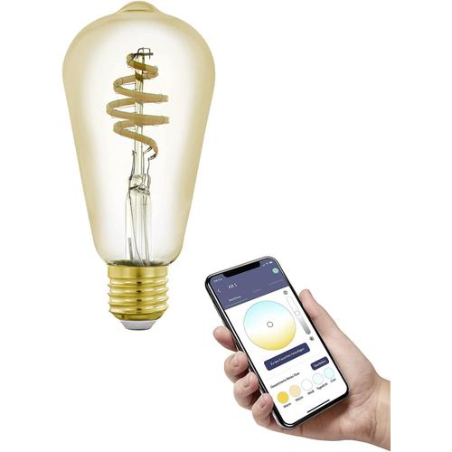 Ampoule Led E27 Connectée, St64, Zigbee, Contrôlable Par Appli Et Commande Vocale, Dimmable, Blanc Chaud - Froid, 360 Lumens, 5 Watts, Ambré, Design Vintage