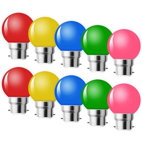 Ampoule Led Baïonnette B22 Led,Ampoules Couleur 1w,Ampoule Couleur B22 G45,Ampoules Led Couleurs Mélangées,Rouge Jaune Bleu Vert Rose,Pour Décoration De Noël Halloween