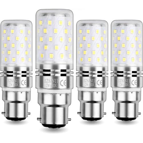 Ampoule Maïs Led B22 12w, Led Baïonnette Ampoules, Blanc Froid 6000k, 1350lm, Équivalent Ampoule Incandescence 100w, Non Dimmable, Lot De 4