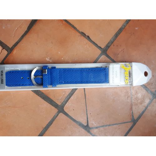 Bracelet De Montre Bleu 18 En Cuir Veau Doublé Cuir Veau
