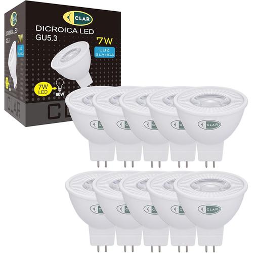 Ampoule À Del 12v 7w, Led Halogène, Ampoule À Del Gu5.3, Led Mr16, Ampoule À Del Gu5.3, 50w-60w Équivalent Halogène, Ampoule Led À Pointe, 7w Gu5.3 Dichroïque, Blanc Neutre 4000ºk (Pack 10)