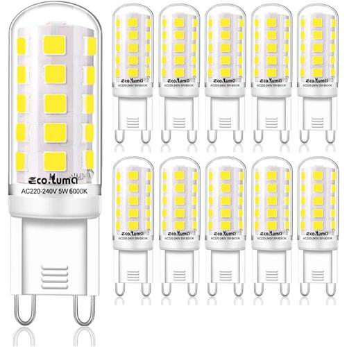 Ampoule G9 Led - 5w Equivalent 33w 40w G9 Halogène, 420lm, Mini Lampe, Blanc Froid 6000k, Sans Scintillement, Ac220-240v, Non-Dimmable, Lot De 10