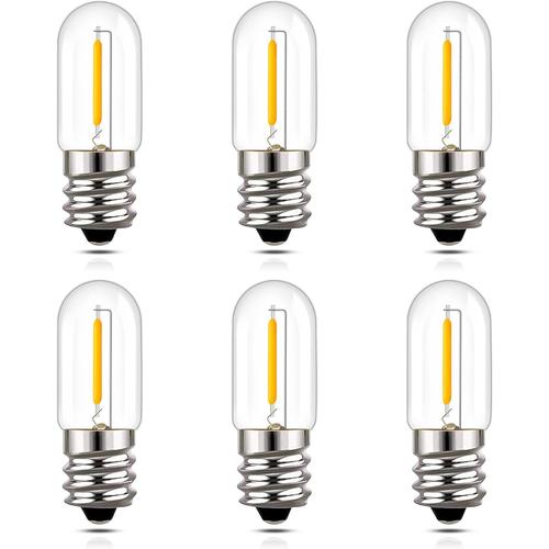 Ampoule E12 Led 1w T16 Petite Ampoule E12 Blanc Chaud 2200k Mini Lampe À Bougie Vintage 1w Équivalant 10w Pour Lampe De Nuit Lampe De Table Lampe À Sel 220v-240v,Lot De 6