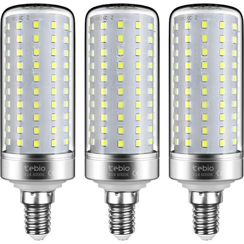 LED Argent Maïs ampoules E14 25W Candélabre ampoules 200W équivalent, 2500LM, Blanc Froid 6000K ampoules LED Lustre décoratifs, non dimmable, Lot de 3