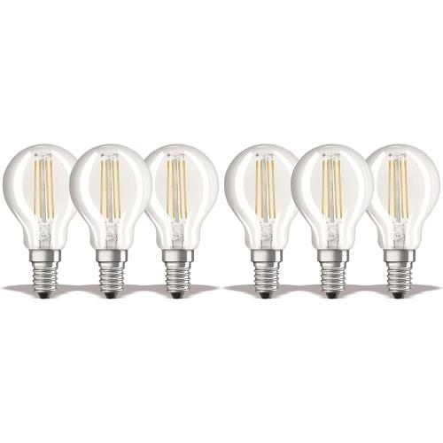 Lot De 6 Ampoules Led Filament Sphérique - Culot E14-4 W Equivalent 40 W - Blanc Chaud 2700k