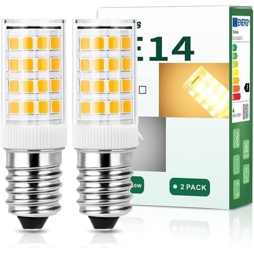 Ampoule Led E14 4w Équivalent Ampoule Frigo 40w, E14 Led Blanc Chaud 3000k Petite Vis Edison, Ac 220-240v, 400lm Sans Scintillement, Non Dimmable, Pour Réfrigérateur, Hotte Cuisine, Lustres, Lot De 2