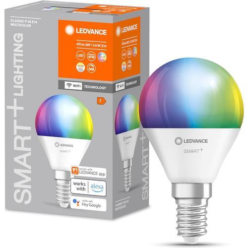 Smart+ Wifi Led Lamp, Frosted Look, 4.9w, 470lm, Classic Round Shape (Classic P), E14 Base, Color Light & White Light, App Or Voice Control, Life Of Up To 20,000 Hours