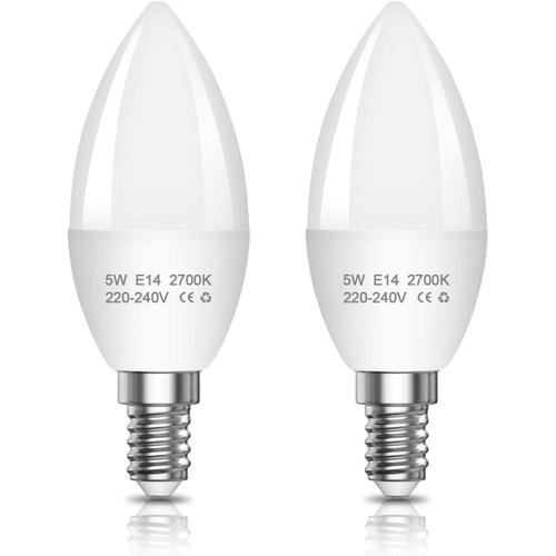 E14 Ampoule Led, E14 Petite Ampoule À Vis Blanc Chaud 2700k, 450lm Led Bougie Ampoule Suspension Vis, 5w Équivalent 50w E14 Ampoule, Non Dimmable (Pack De 2)