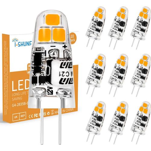 G4 Led Ampoule,Ac/Dc 12v,120lm Blanc Chaud 3000k,Non Dimmable G4 Led Lampe,1.2w Remplacement 15w Ampoule Halogène,Pas De Scintillement,10er Pack