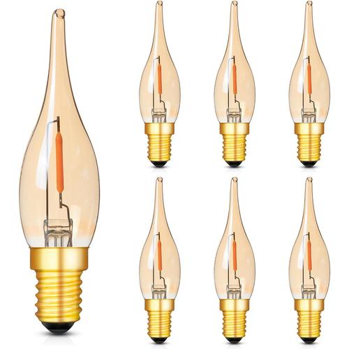 Ampoule Led E14 2200k Flamme Basse Puissance C22 Ampoule À Filament Led 0,7w Équivalent À 7w Convient Pour Les Lampes À Bougies Les Lustres Et Les Veilleuses,Faible Puissance,220v-240v,Lot De 6