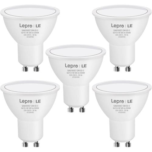 Ampoule Led Gu10, Blanc Froid 5000k, 4w Equivalent 32w Halogène, 345lm, 100° Larges Faisceaux Spot Led Gu10, Lot De 5