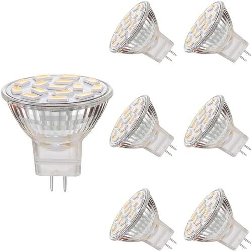 6x Ampoule Led Mr11 Gu4 3.5w, Non Dimmable, Ampoules Led Spot Gu4, Équivalent Halogène 25-35w, 350lm, Blanc Chaud 3000k, Ac/Dc 12v, Angle De Faisceau 120°