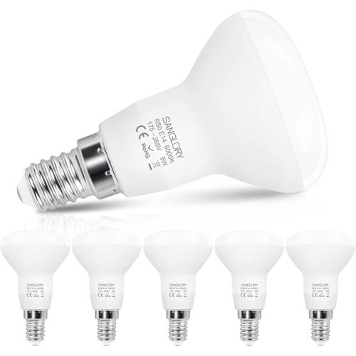 Ampoules Réflecteur Led E14 R50 Blanc Froid 6000k, 510lm, 5w E14 Spot Lampe Équivalent Halogène 40w, Led Ampoule R50, Culot E14 Lumière 120 Degrés, Non Dimmable, Lot De 6