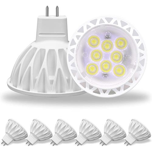 Mr16 Led Ampoules Gu5.3 6000k Blanc Froid No Dimmable, Ac/Dc 12v Gu5.3 Mr16 Led 5w 450lm Équivalentes À 50w Halogène, Angle De Faisceau 38°, Lot De 6 Pour Paysage, Encastré, Éclairage Sur Rail