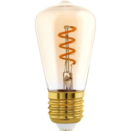 Eglo Lampe Led E27 Dimmable, Filament Vintage Spirale, Ampoule Edison Piston, Éclairage Rétro, 4 Watts (Équivalent 15 Watts), 145 Lumens, Blanc Chaud, Ambré, 2000 Kelvin, St48, Ø 4,8 Cm