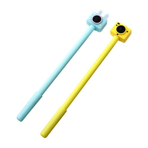 2pcs Stylo Signatures Stylo-Bille Forme Camera Pointe Moyenne 0.5mm Point Une