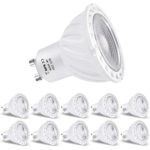 Ampoule Led Gu10, 6w (Équivalent Ampoule Incandescente De 60w), Spot Led Gu10, Blanc Froid 6000k, 600lm, Non Dimmable - Lot De 10