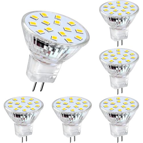 6x Ampoule Led Mr11 Gu4 12v Led 2w Blanc Chaud 3000k, 235lm, Ampoules Led Spot Gu4, Équivalent Halogène 10-20w, Ac/Dc 12v, Angle De Faisceau 120°