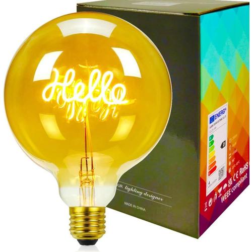 Vintage Ampoule Led G125 Grand Globe 4 W Dimmable Alphabet Filament Pendentif Lampe De Table Ampoule Décorative Ampoules 220 / 240v E27 (Stand Hello)