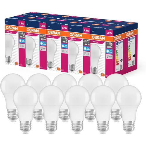 Valeur D'étoile Led Classic A60 Lampe Led Pour La Prise E27, Forme De Poire, Fr, 806 Lumens, White Daylight (6500k), Remplacement Des Ampoules De 60w Conventionnelles, Non Dimmables, 10 Pack