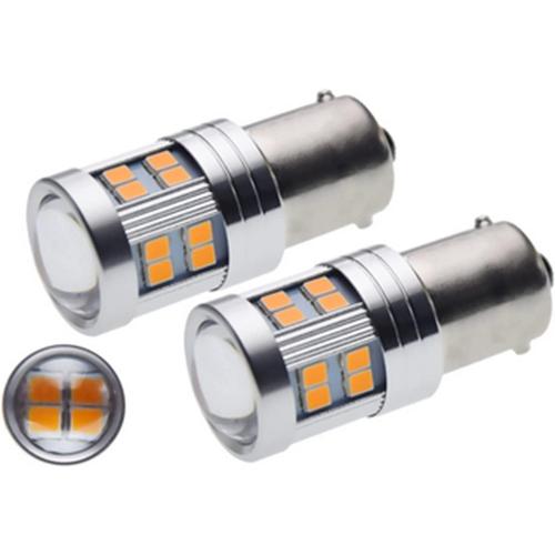 Ba15s Led Ampoule 6w Dc 12v-24v, Seul Contact Ampoule, Ambre/Jaune/Orange, Pour Auto, Feux Diurne, Feux De Position, Phare, Motos, Bateau Éclairage. Lot De 2