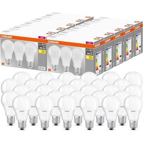 Led Base Classic A, Lampe Led, Ampoule De Forme Classique, Avec Un Culot À Vis: E27, 9,50 W, 220240 V, 60 W Remplacement, Dépolie, 2700 K, 10 X 3-Pack