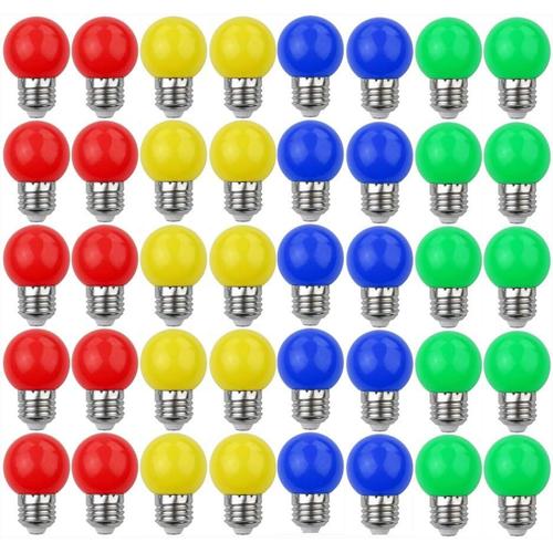 Ampoule Led Couleur E27 3w Équivalente 30w 240lm E27 Grosse Culot À Vis Ampoule Guirlande Couleur Led Ampoules Multicolore Pour Maison Bar Fête Décoration D'ambiance - Lot De 40