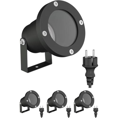 4 Projecteurs De Jardin Duk Pour L'extérieur, Ip65, Fiche, Noir, 1x Gu10 Max. 15w