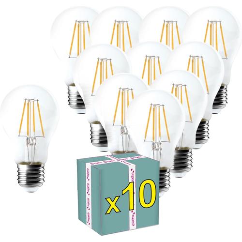 Ampoules À Filament Superia Led Goutte Transparente Overclassic 8w Équivalent À 75w, 1055lm, Lumière Chaude, Raccord E14, Style Rétro Vintage, Non-Dimmersible, Paquet De 10