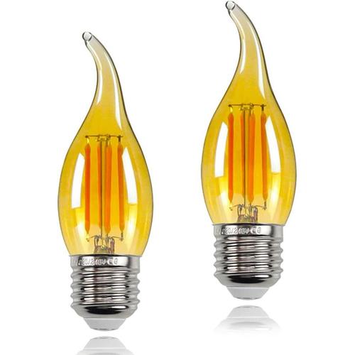 Lot de 2 ampoules LED C35 Bougie Ampoules 4 W Non dimmable 40 W Egal Blanc chaud Ampoules décoratives Tail E27 2500 K