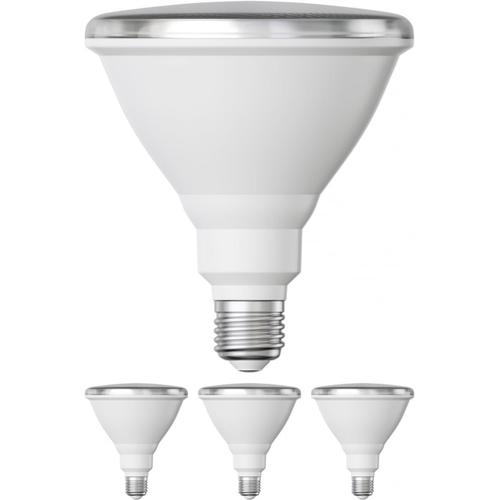 4 Ampoules Led E27, Par38 Cou Court, Blanc (4000 K), 14,9 W, 1395lm, 41°, Miroir Réflecteur (Argent)