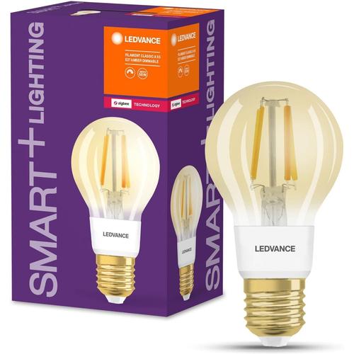 Ampoule Led Intelligente Avec Zigbee, Culot E27, Gradable, Blanc Chaud (2400k), Forme D'ampoule Dorée, Filament Clair, Contrôlable Avec Des Systèmes Comme Alexa, Google Ou Hue, Pack De 4