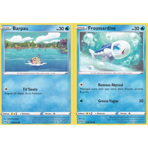 2 Cartes Pokemon - Froussardine - 50/189 + Barpau - 38/189/ - Épée Et Bouclier 3 Ténèbres Embrasées