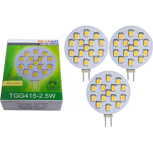 Lot De 3 Ampoules Led G415-2.5 * 3 Douille G4 Pour Ampoule Halogène G4 Mr16 De Remplacement 12volt Ac/Dc 2.5 Watt 250 Lumens 3000k Meuble Blanc Chaud Spot Encastré, Luminaire Encastré Armoire