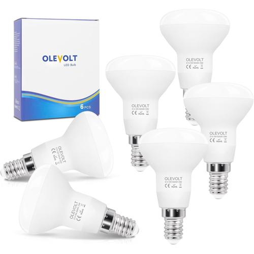 Ampoules Led E14 Dimmable 3000k, 5w Équivalent Halogène 40w, Spot R50 E14 Led Blanc Chaud, 550 Lm, Petit Culot Vis E14 Led Réflecteur, Pas De Scintillement, Lot De 6